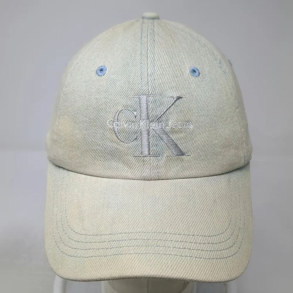 Calvin Klein Jeans Baseball Cap Blue One Size Slideback Light Wash Denim Hat